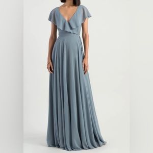 Faye Ruffle Wrap Chiffon Evening Dress (Jenny Yoo)